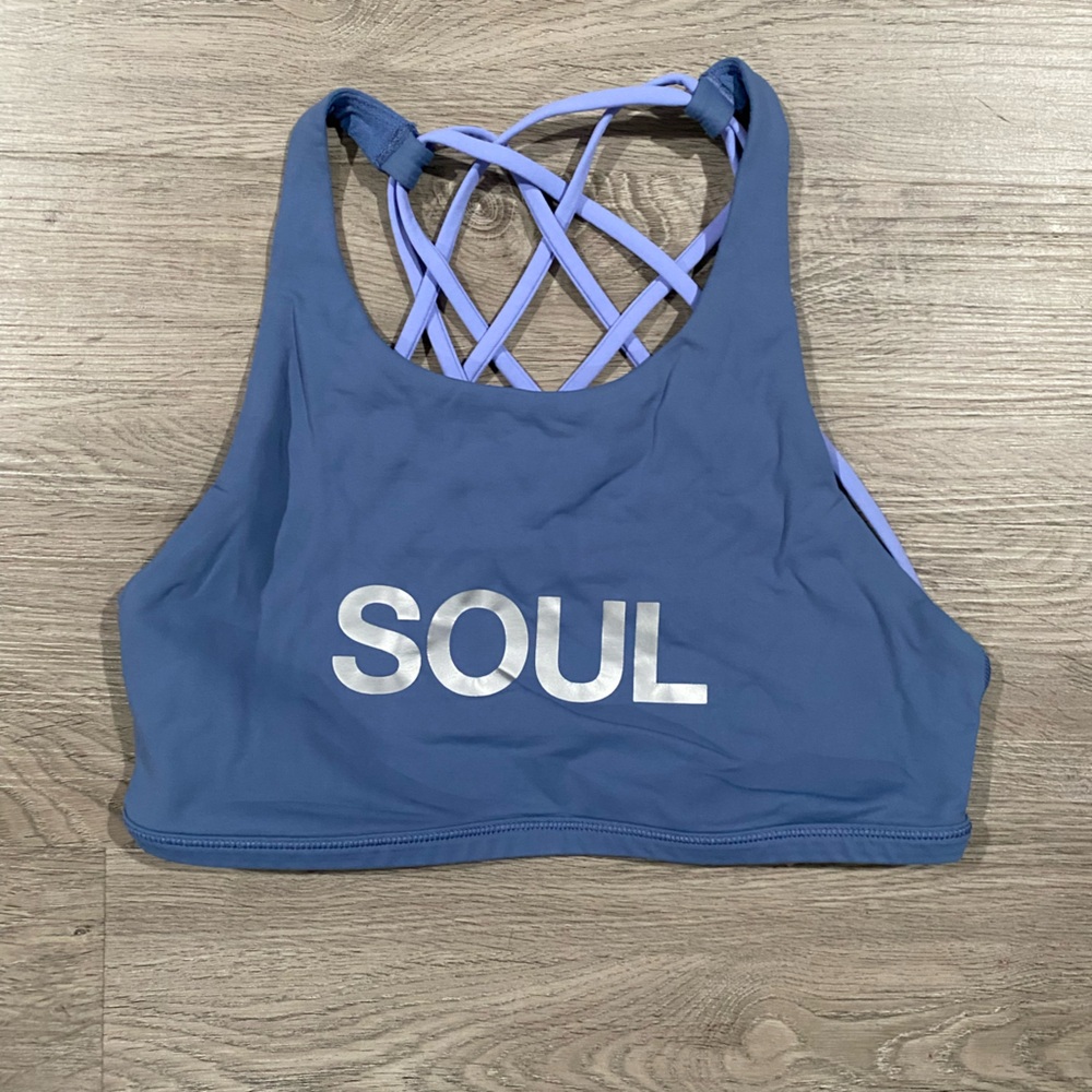 Lululemon Free‎ To Be Bra *Wild High Neck Oasis Blue / Hydrangea Blue Soul Cycle
